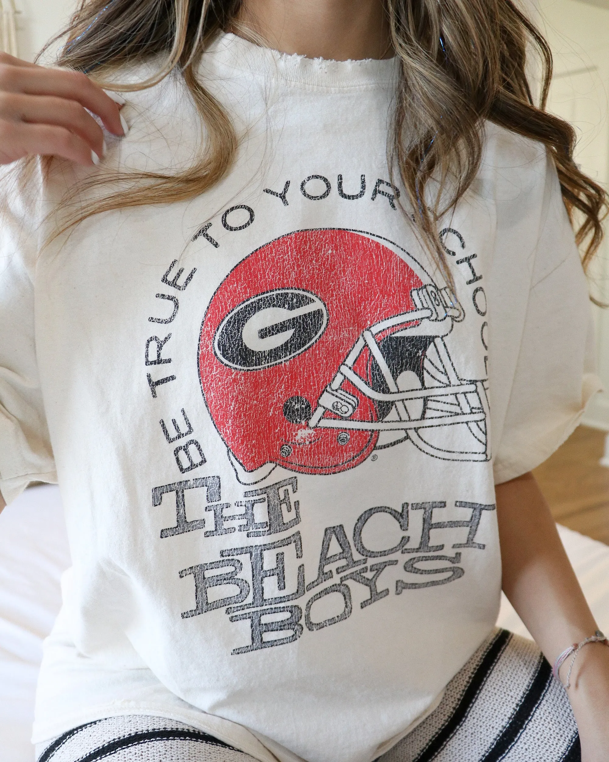 The Beach Boys UGA True To Your School Off White Thrifted Tee