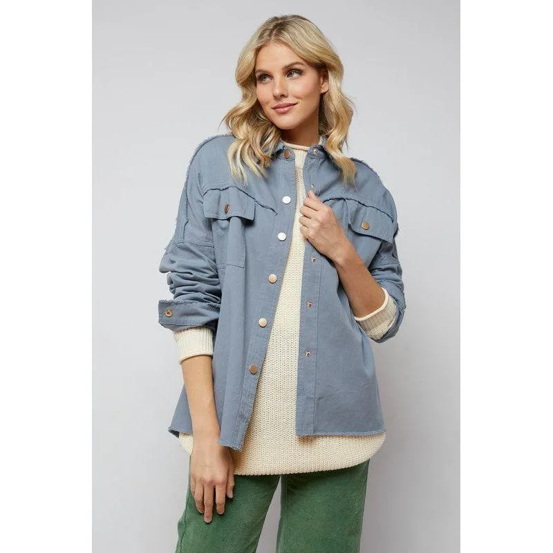 The Rock & Roll Light Wash Sequin Button Down Jacket