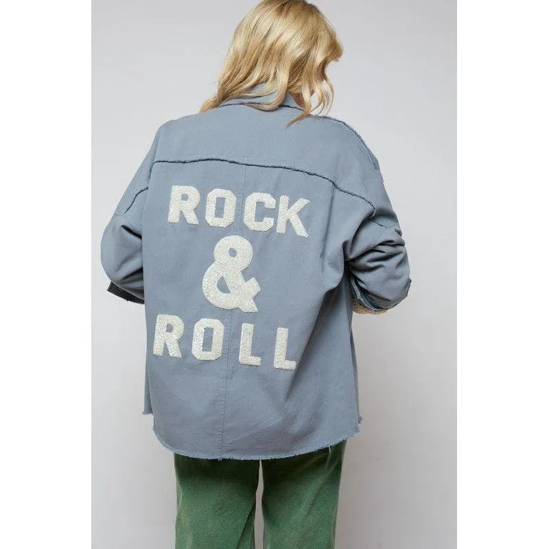 The Rock & Roll Light Wash Sequin Button Down Jacket
