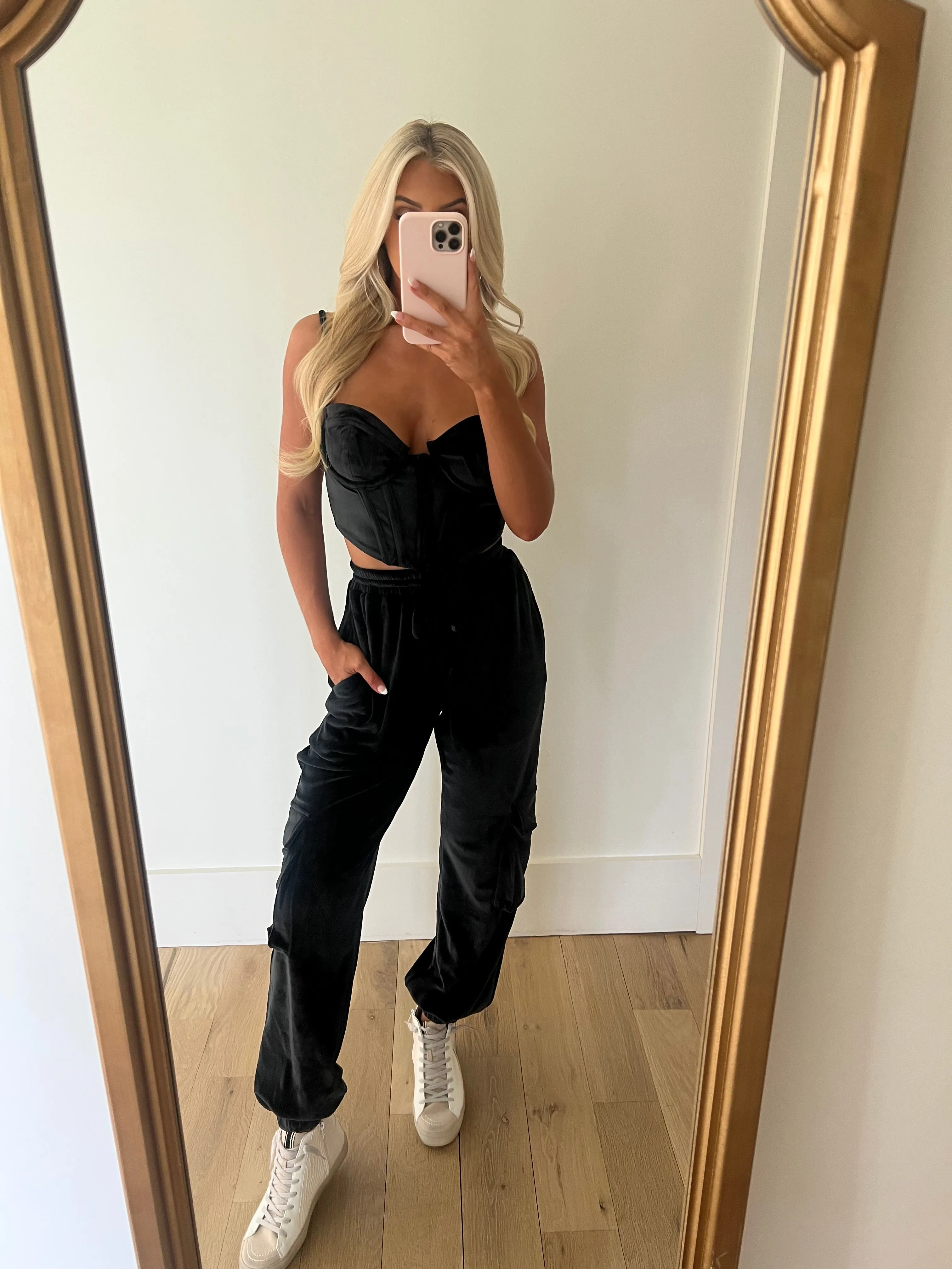 Velour Jogger Set-Black