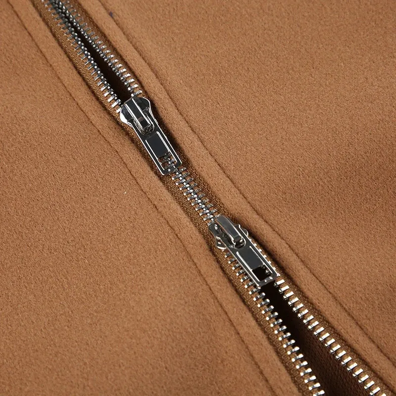 Vintage Zip Up PU Leather  Patchwork Jacket