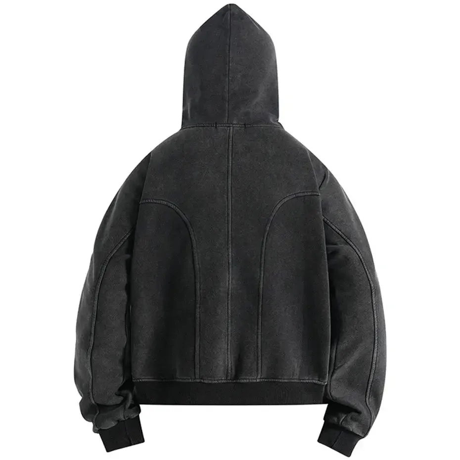 Washed Button Up Oversized Hoodie