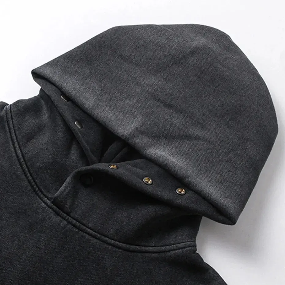 Washed Button Up Oversized Hoodie