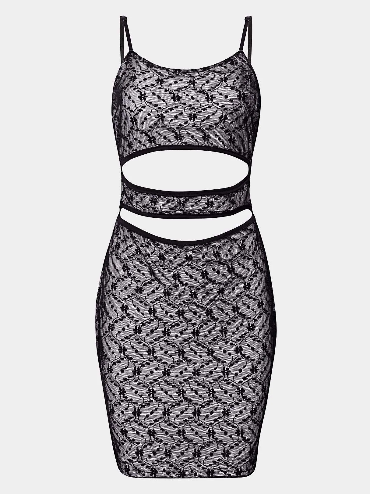 Wholesale Black Sleeveless Lace Cut Out Bodycon Dresses