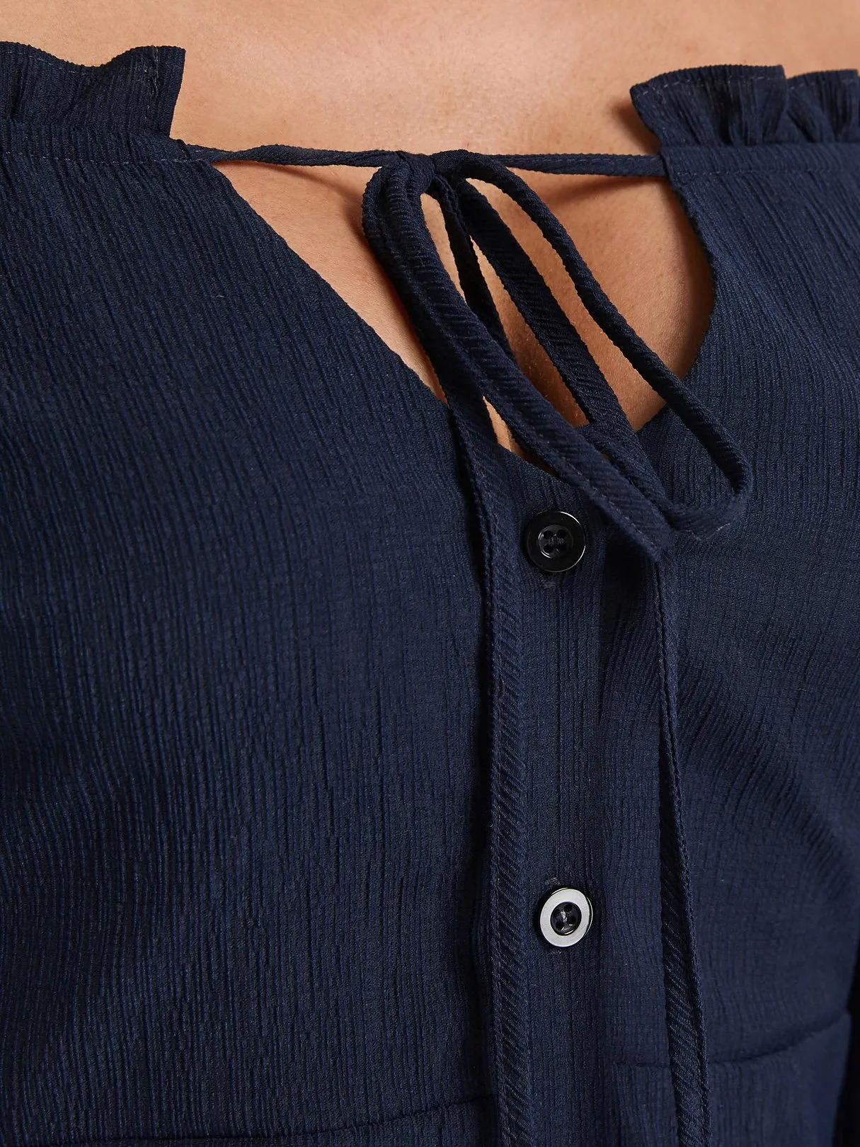Wholesale Navy Off The Shoulder Long Sleeve Lace-Up Cut Out Mini Dress