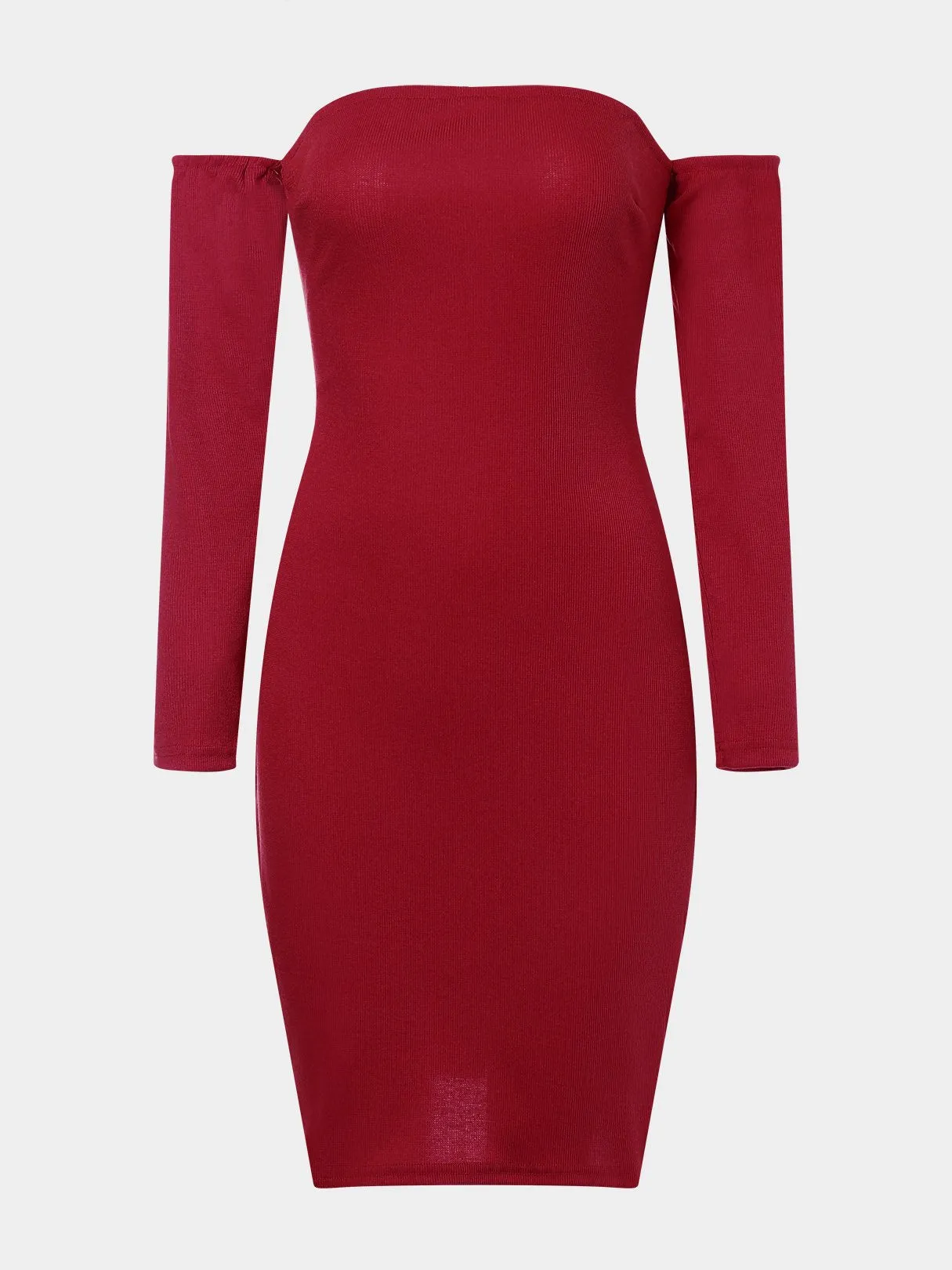 Wholesale Off The Shoulder Long Sleeve Plain Backless Lace-Up Dresses