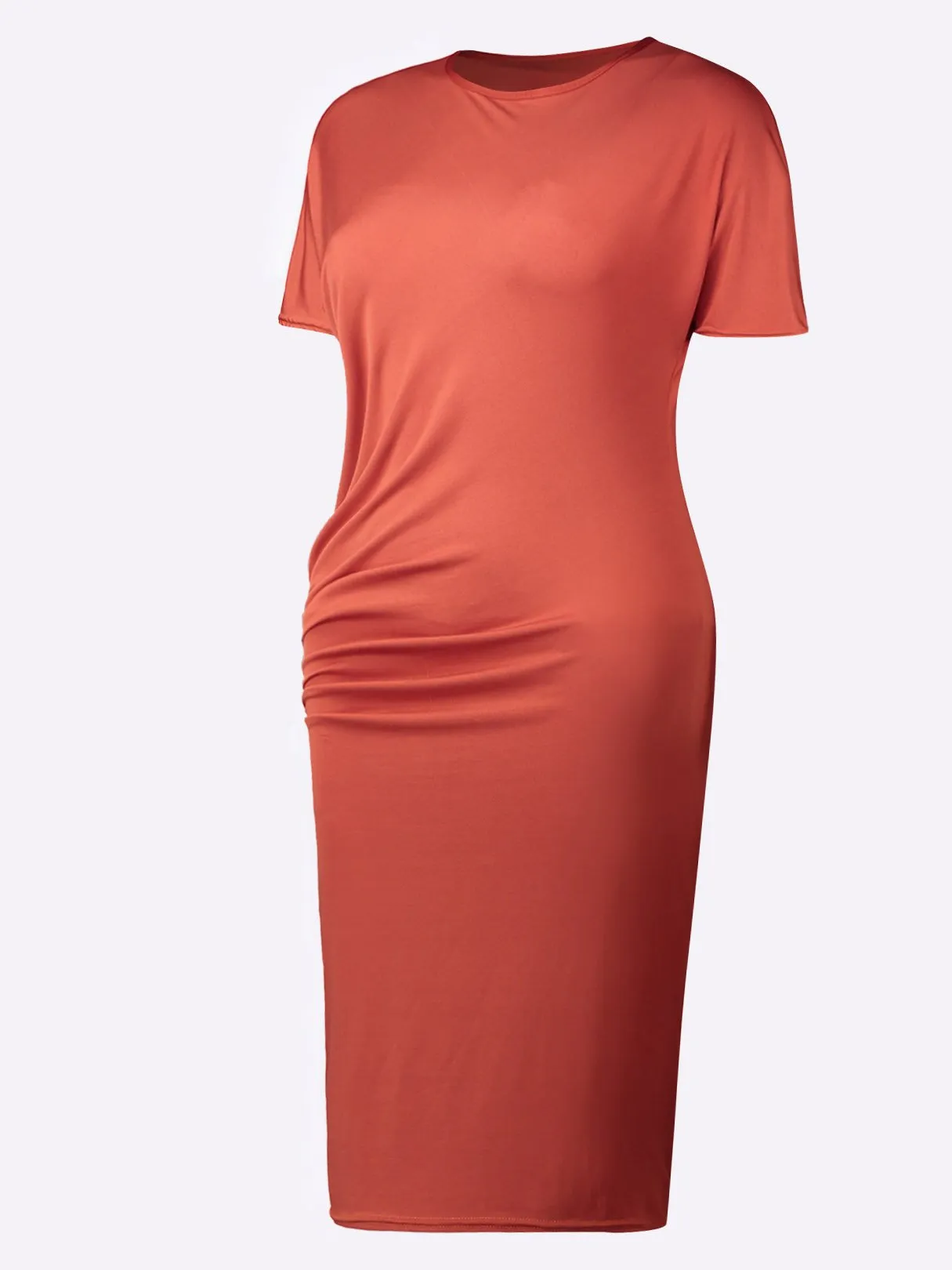 Wholesale Orange Round Neck Short Sleeve Bodycon Dresses