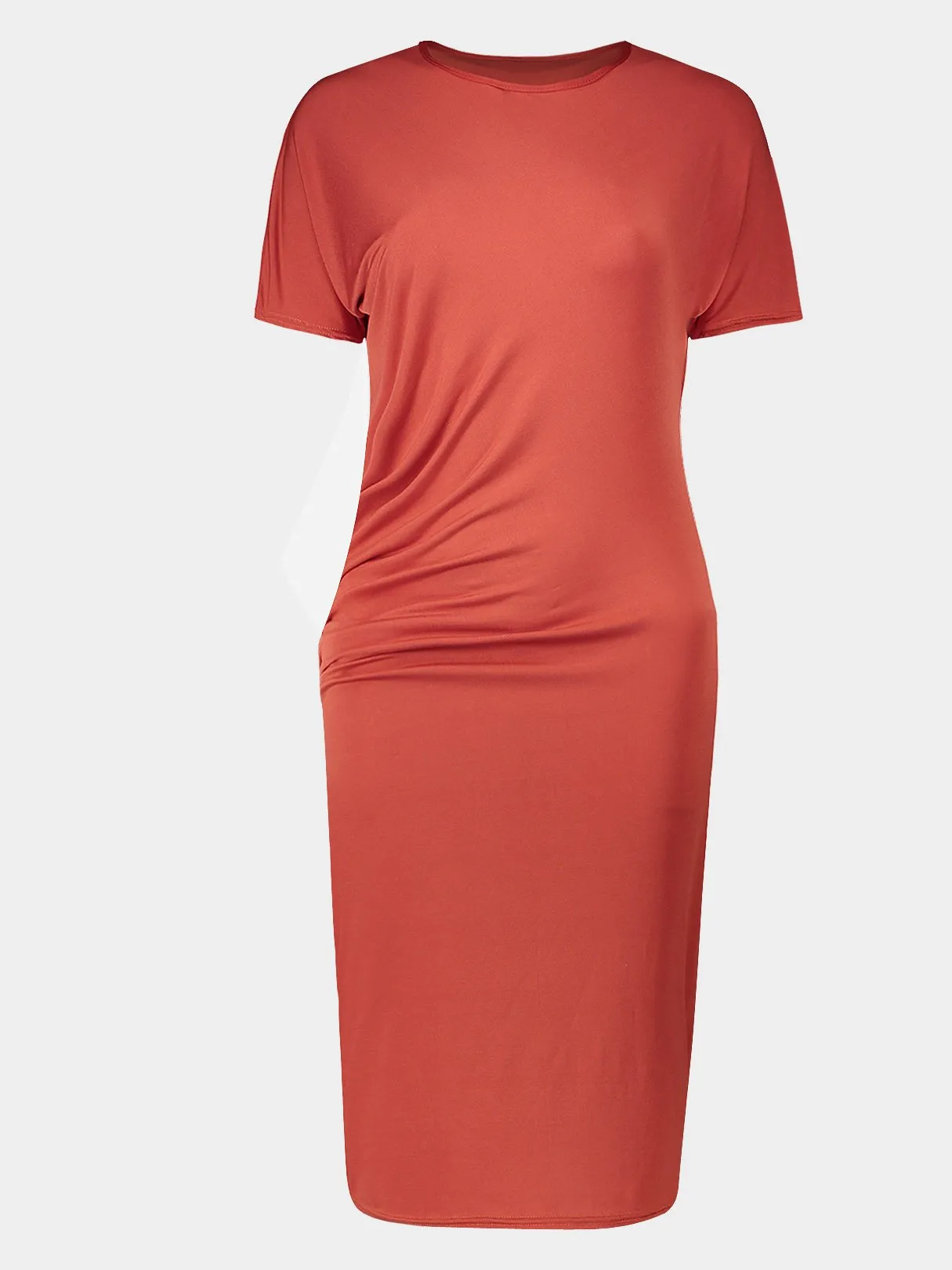 Wholesale Orange Round Neck Short Sleeve Bodycon Dresses