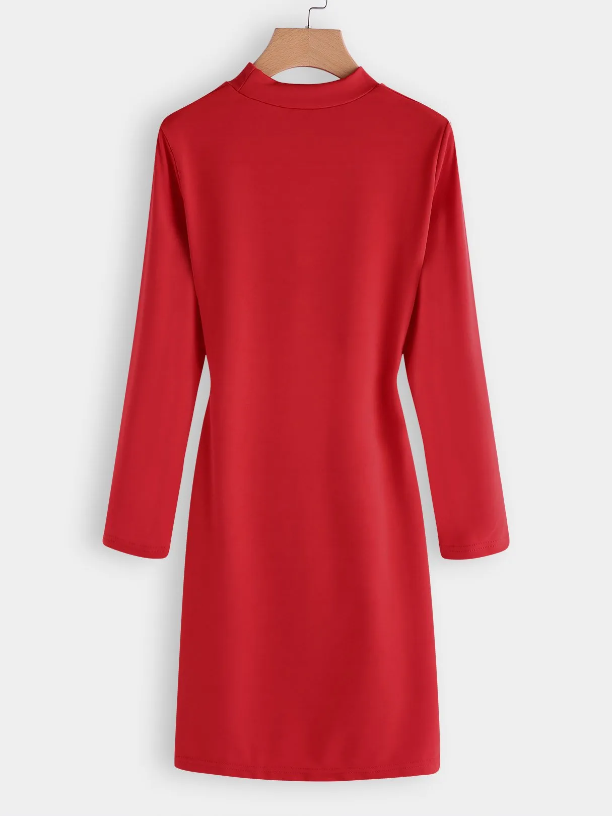 Wholesale Red Crew Neck Long Sleeve Plain Cut Out Mini Dress