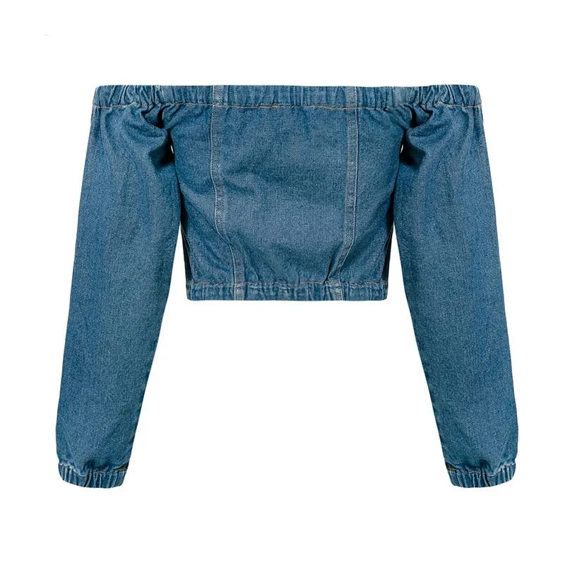 Women's Autumn Slash Neck Denim Jacket