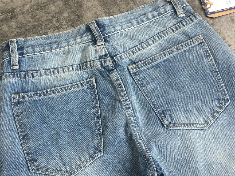 Women's Blue Jeans With Fringes