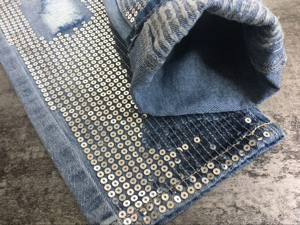Women's Blue Jeans With Fringes