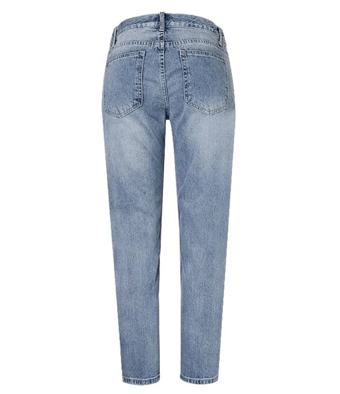 Women's Blue Jeans With Fringes