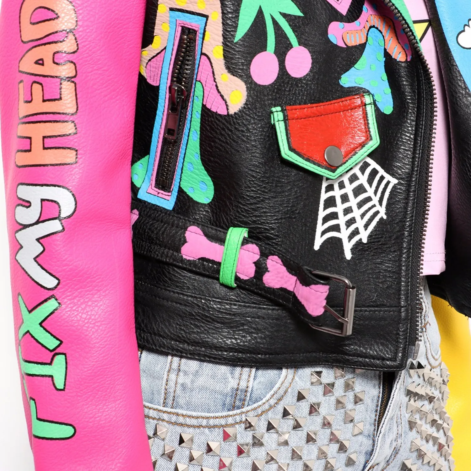 Women's Colorful Short Leather Jacket