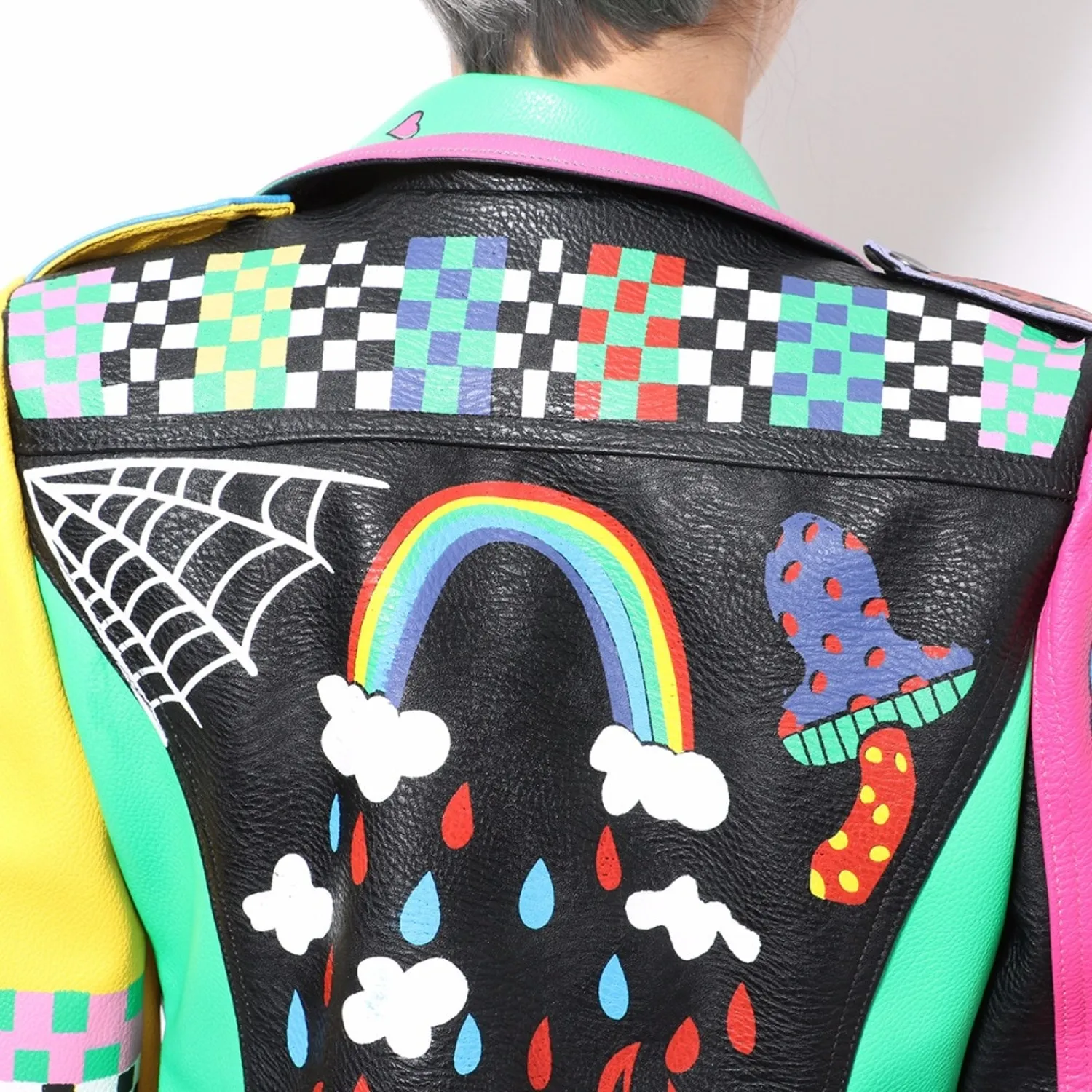 Women's Colorful Short Leather Jacket