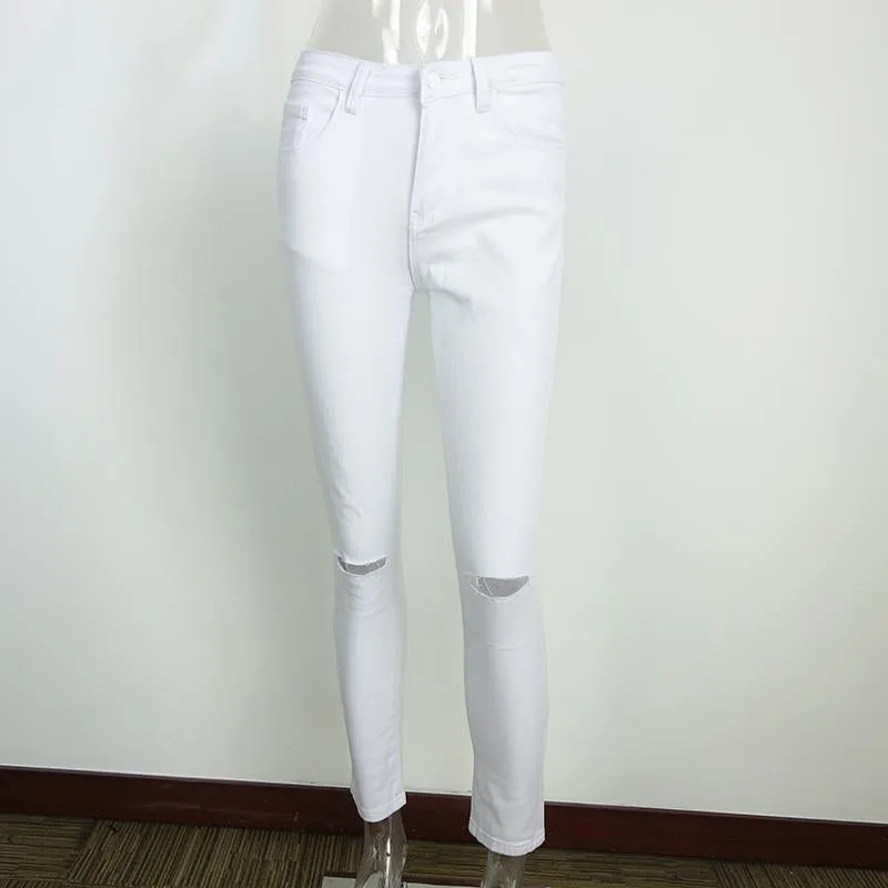 Women's Cotton Jeans With Holes