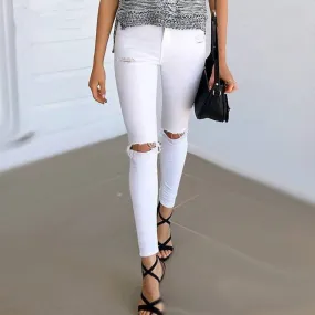 Women's Cotton Jeans With Holes
