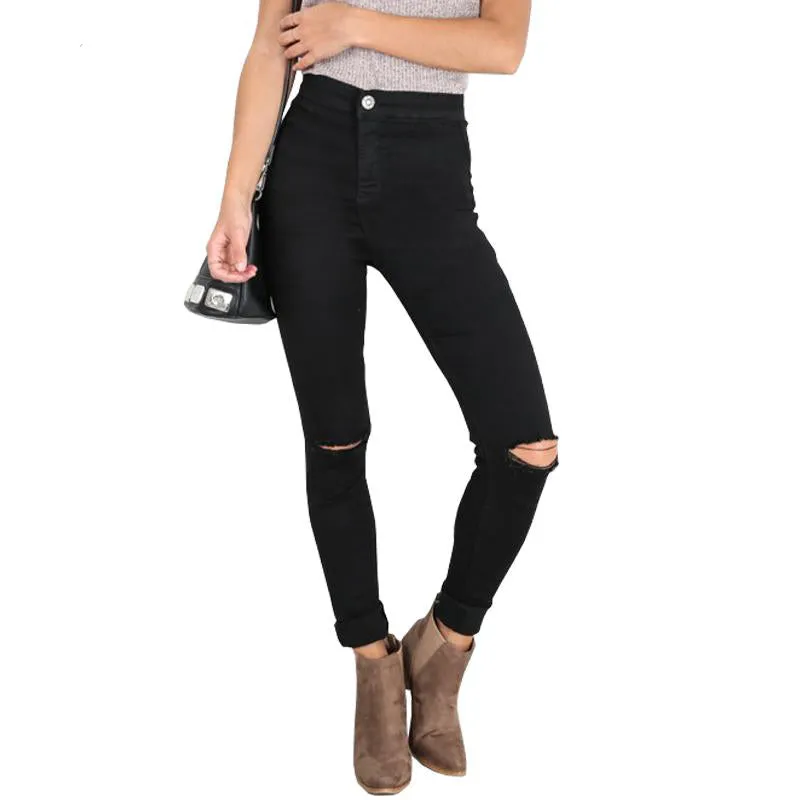 Women's Cotton Jeans With Holes
