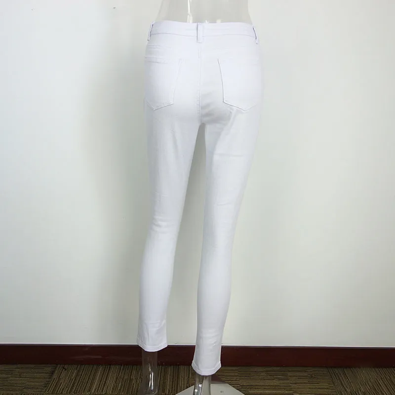 Women's Cotton Jeans With Holes