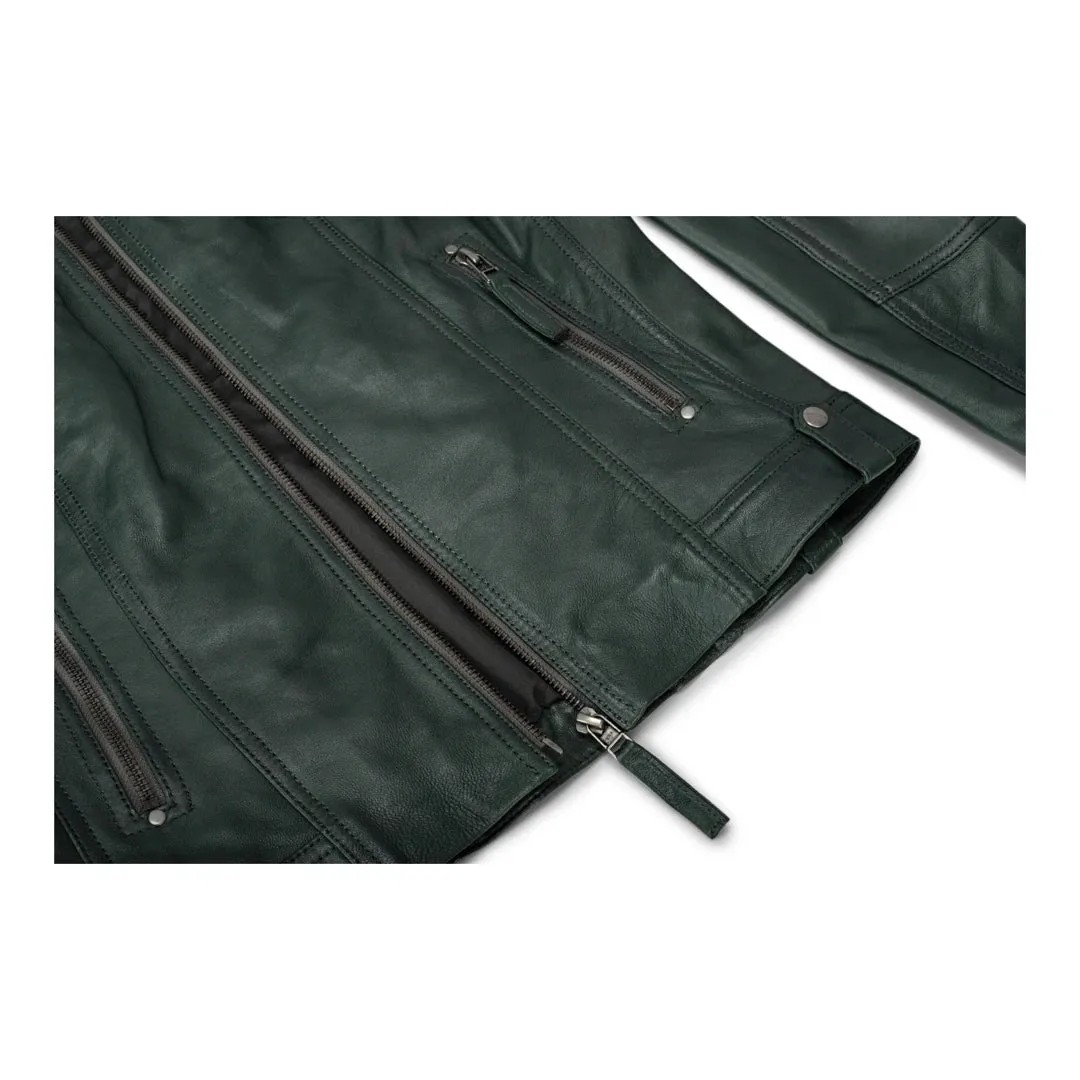 Women's Leather Jacket Short Fitted With Chinese Collar