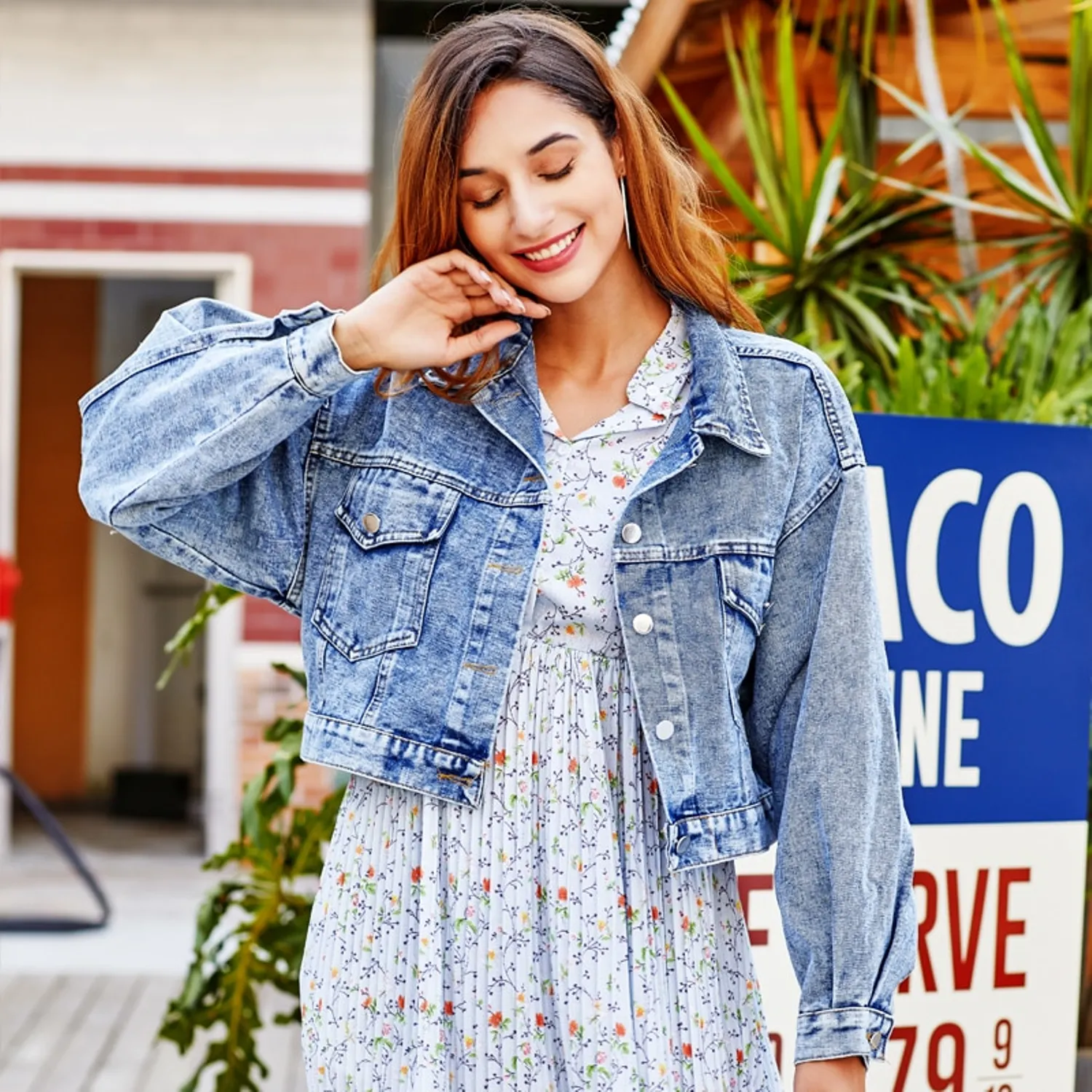 Women's Spring Embroidered Long Sleeve Denim Jacket