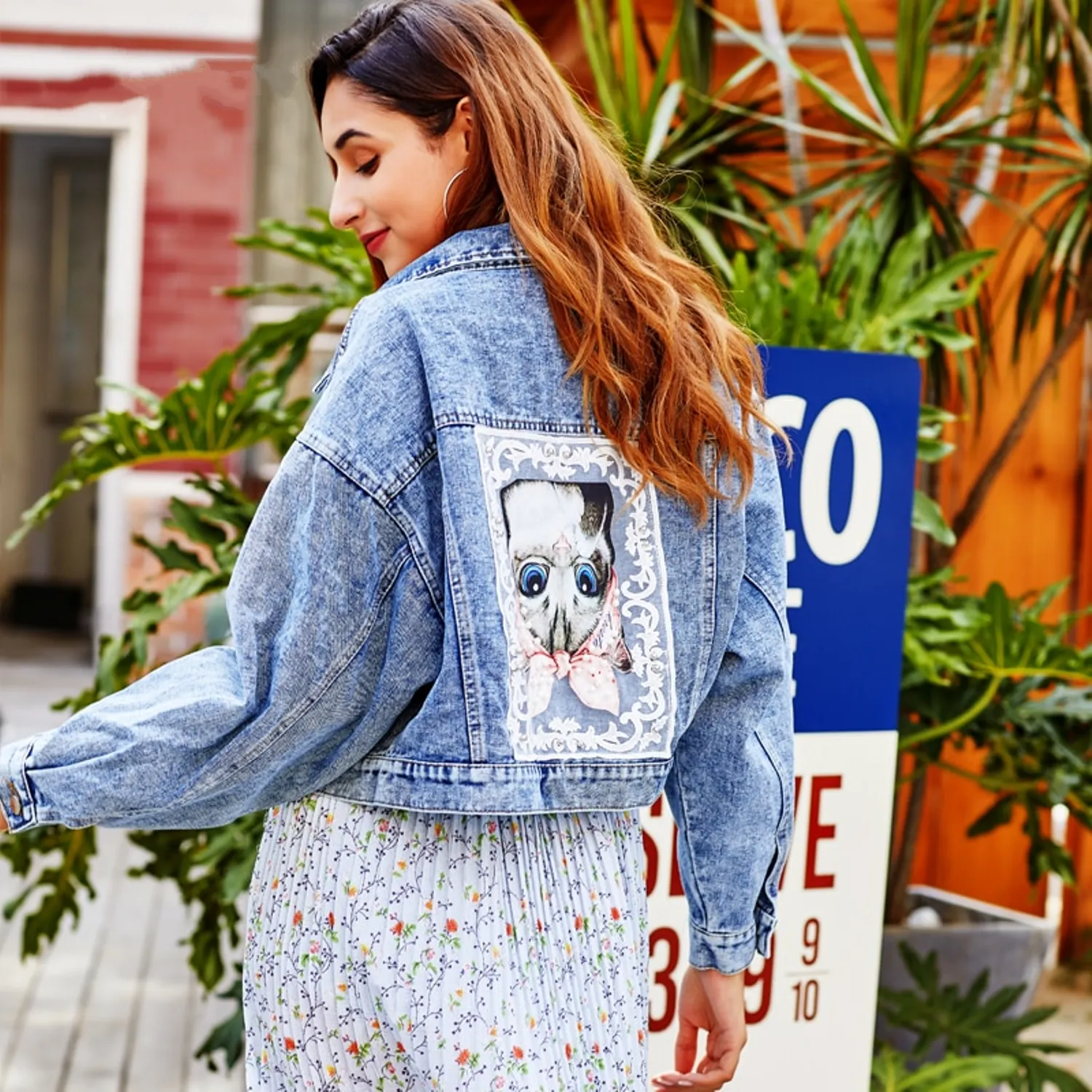 Women's Spring Embroidered Long Sleeve Denim Jacket