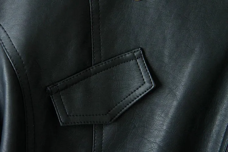 Women's Spring/Autumn Faux Leather Short-Collar Jacket