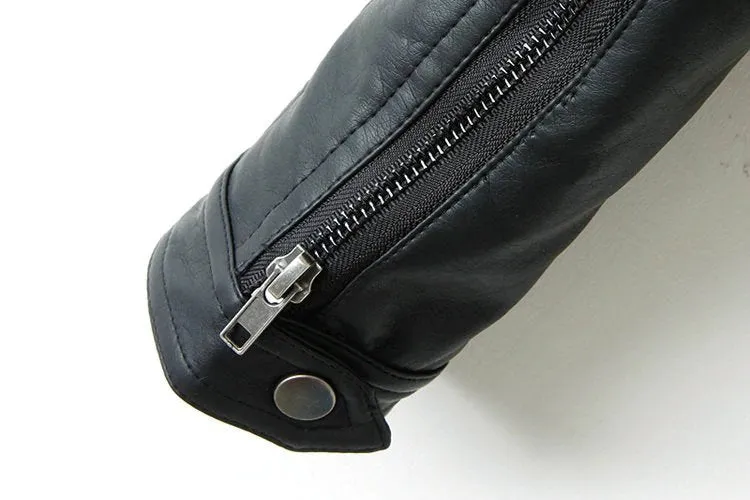 Women's Spring/Autumn Faux Leather Short-Collar Jacket