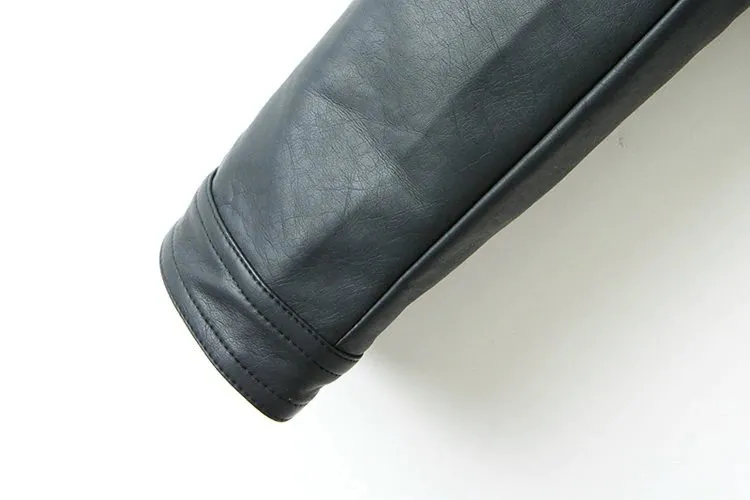 Women's Spring/Autumn Faux Leather Short-Collar Jacket