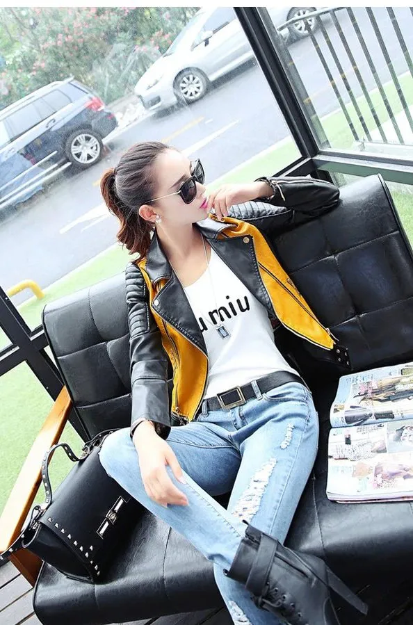 Women's Spring/Autumn PU Leather Short Jacket | Female Streetwear
