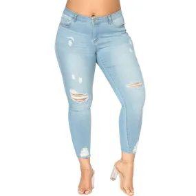Women's Spring/Summer Casual Stretch Ripped High-Waist Jeans