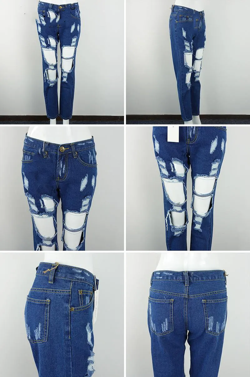 Women's Straight Jeans With Holes