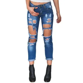 Women's Straight Jeans With Holes