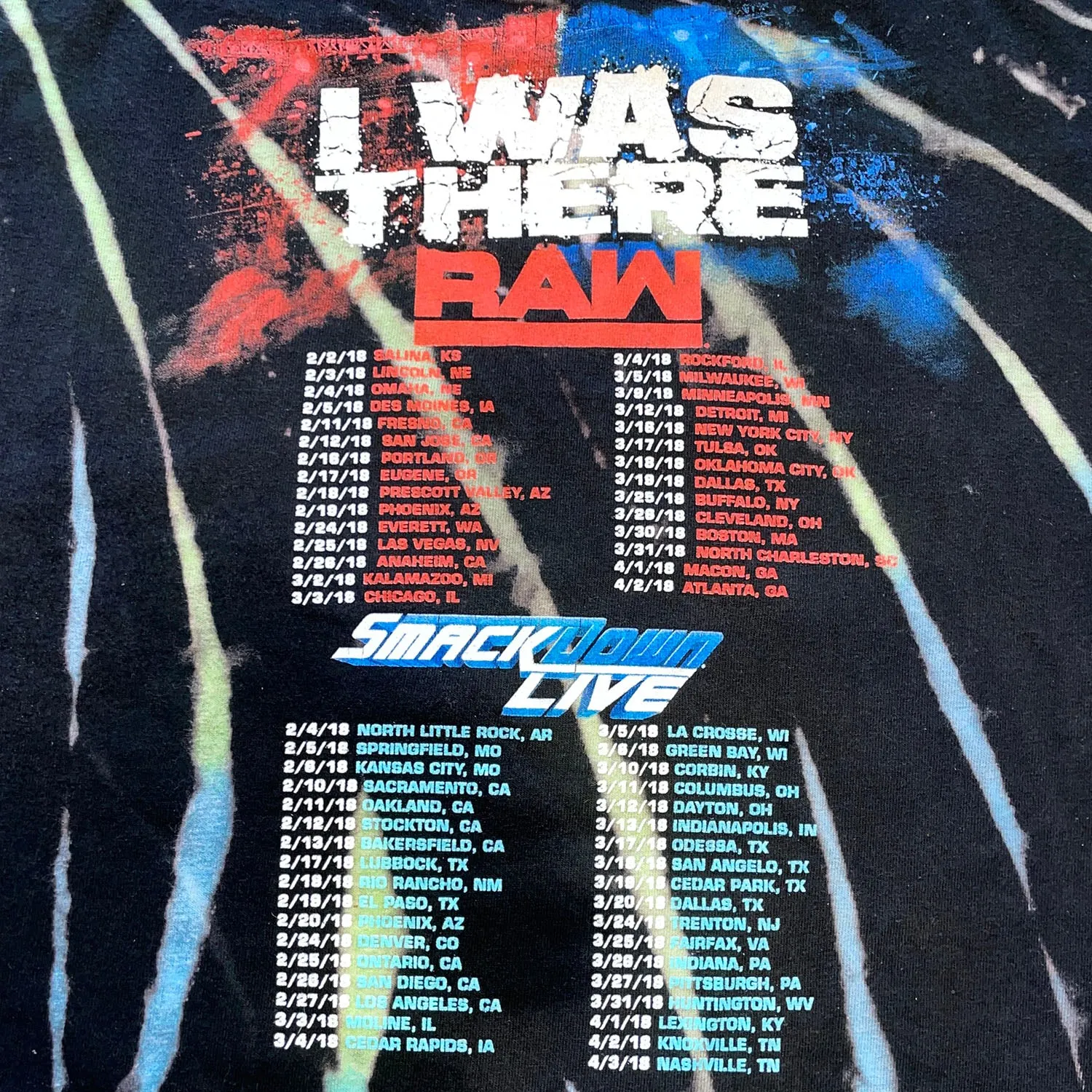 WWE 2018 Wrestlemania Live Tour | Tie-Dye Tee | XS