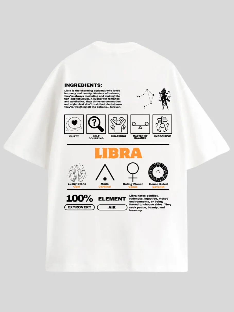 Zodiac Libra / Unisex Oversized T-shirt